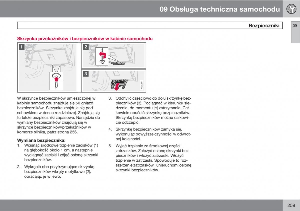 Volvo C70 M II 2 instrukcja obslugi / page 261