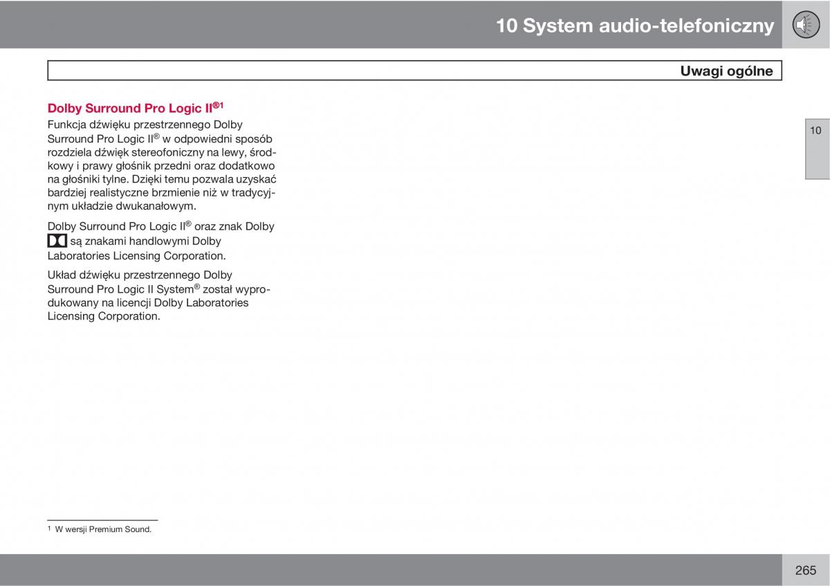 Volvo C70 M II 2 instrukcja obslugi / page 267