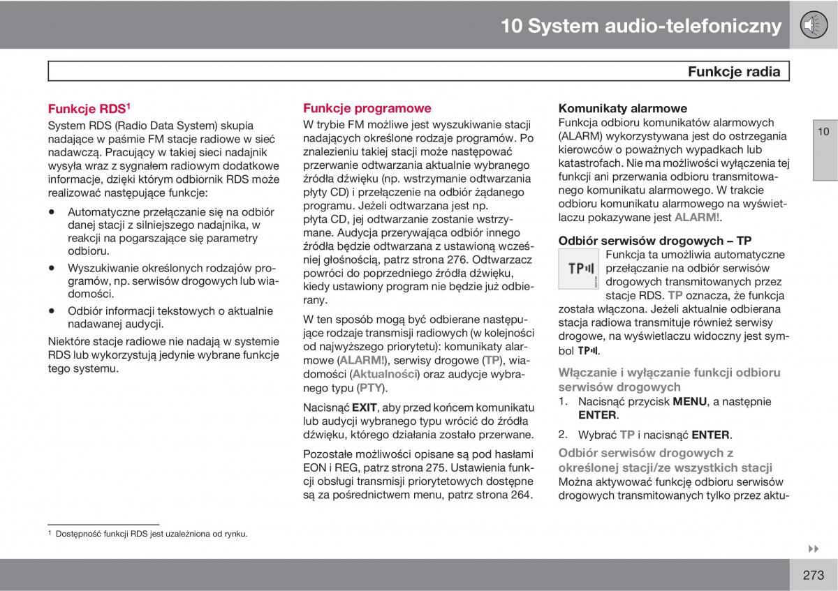 Volvo C70 M II 2 instrukcja obslugi / page 275