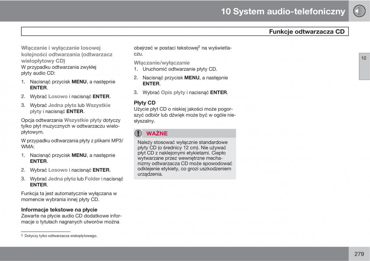 Volvo C70 M II 2 instrukcja obslugi / page 281