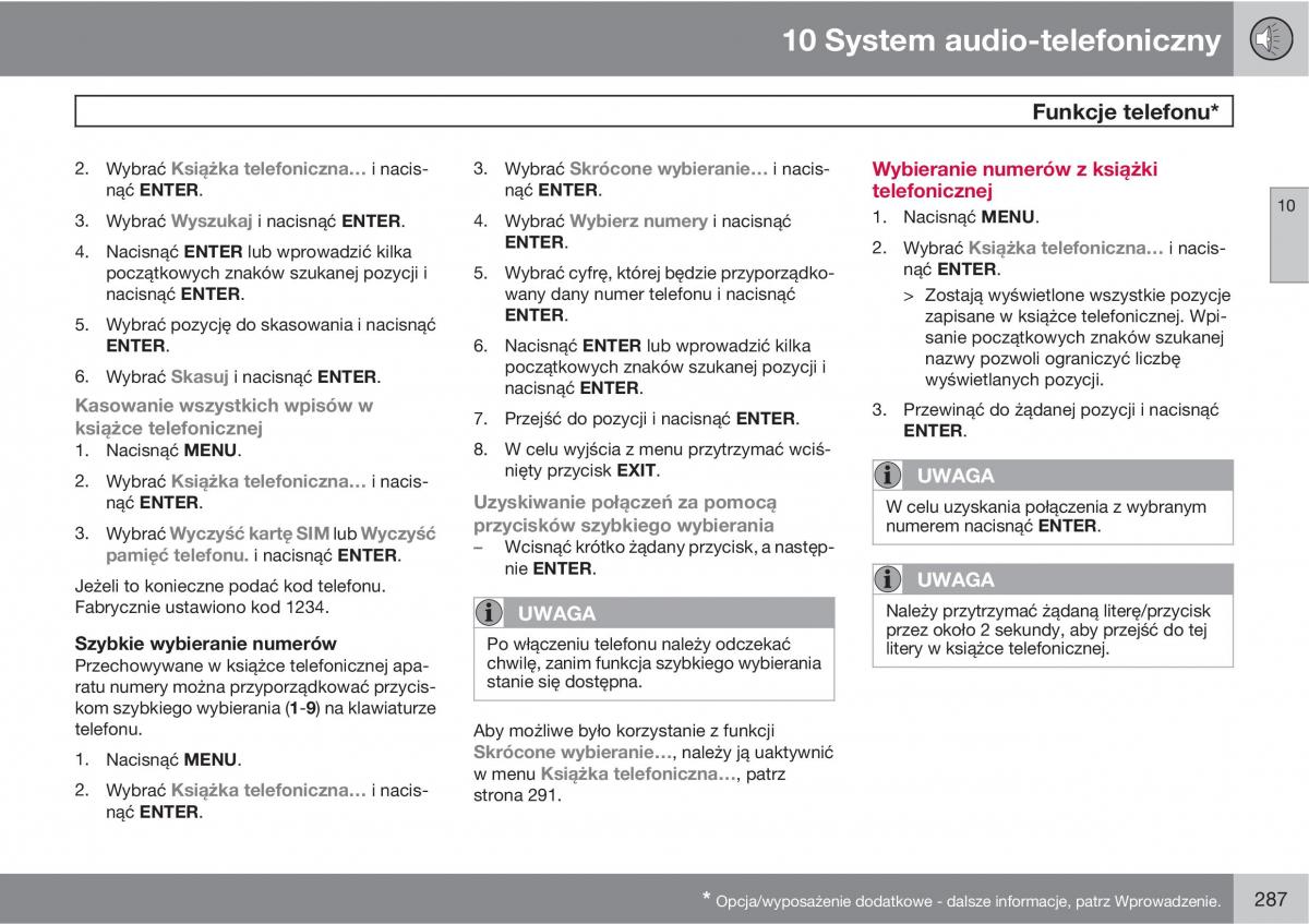 Volvo C70 M II 2 instrukcja obslugi / page 289