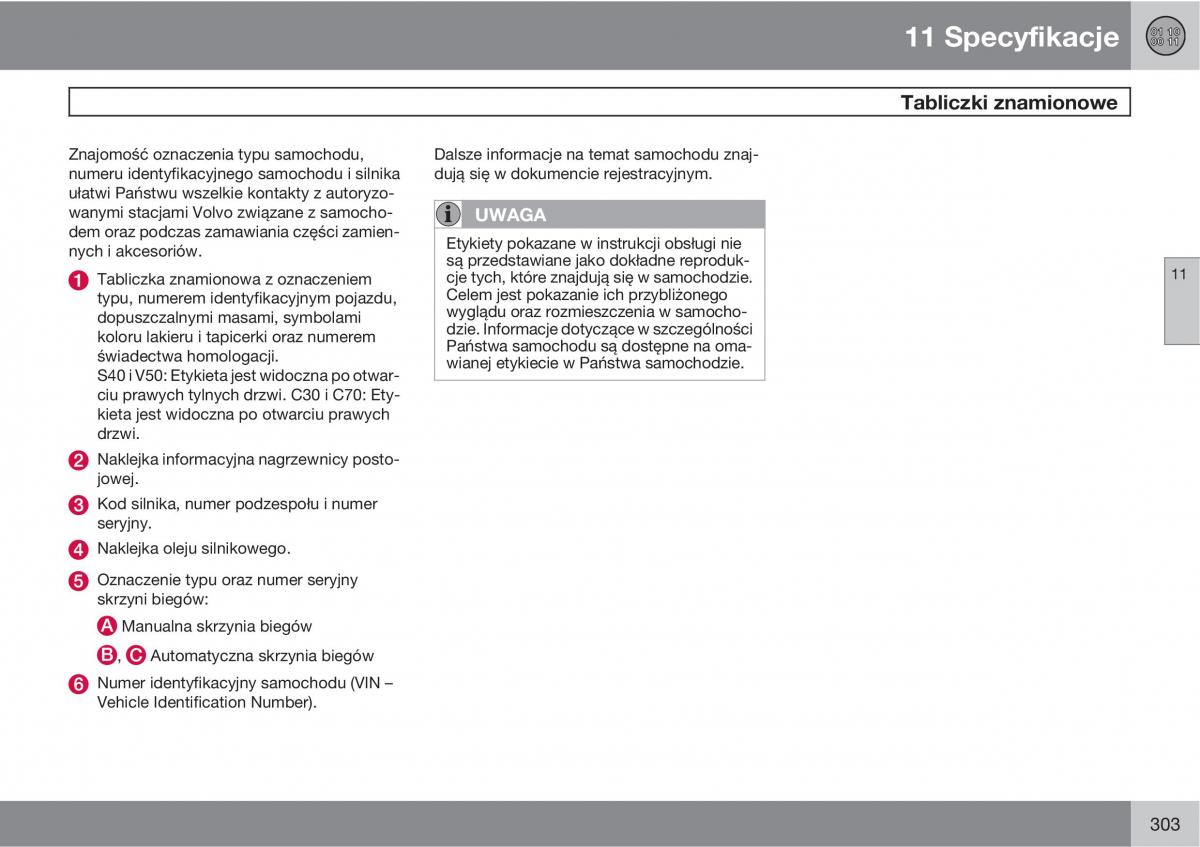 Volvo C70 M II 2 instrukcja obslugi / page 305