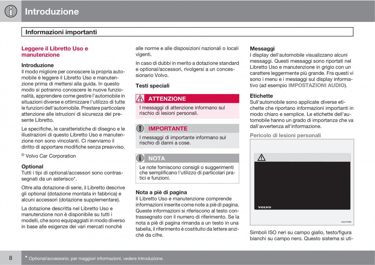 Volvo C70 M II 2 manuale del proprietario / page 10