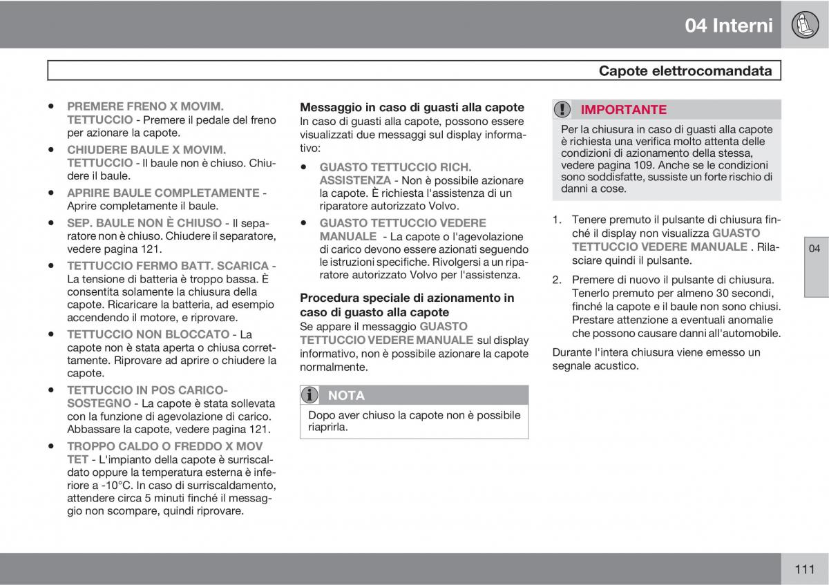 Volvo C70 M II 2 manuale del proprietario / page 113