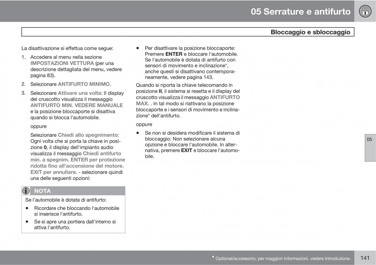 Volvo C70 M II 2 manuale del proprietario / page 143