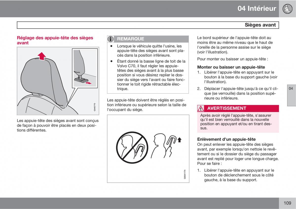 Volvo C70 M II 2 manuel du proprietaire / page 111