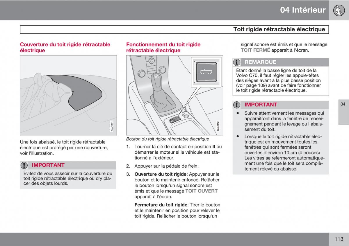 Volvo C70 M II 2 manuel du proprietaire / page 115