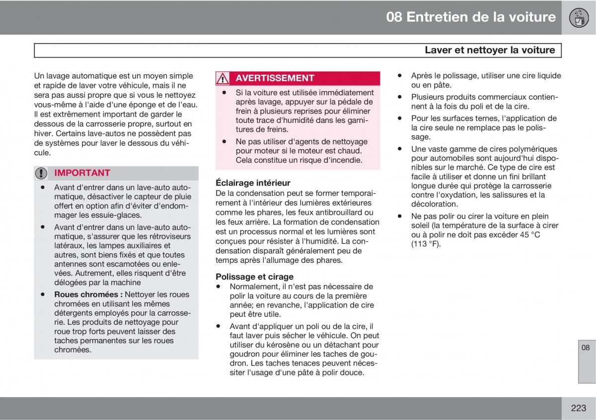 Volvo C70 M II 2 manuel du proprietaire / page 225