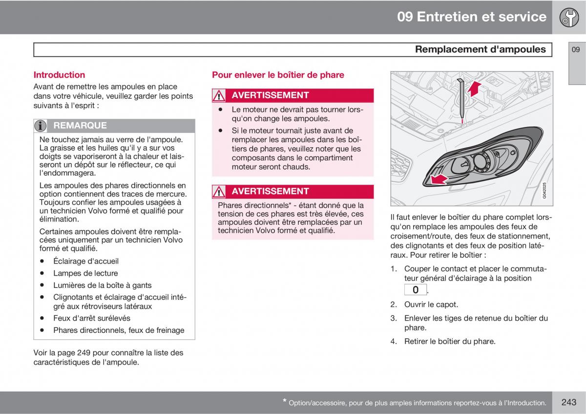 Volvo C70 M II 2 manuel du proprietaire / page 245