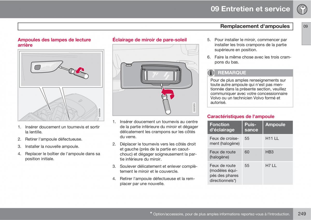 Volvo C70 M II 2 manuel du proprietaire / page 251