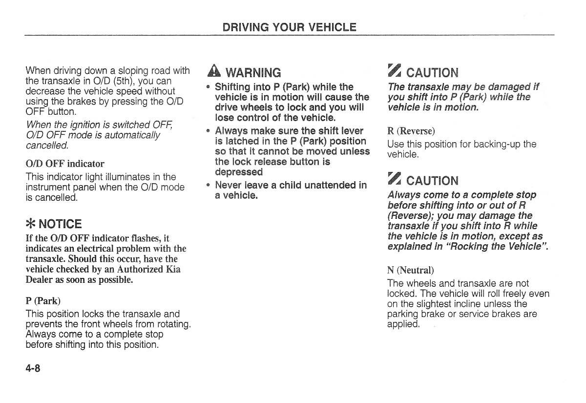 Kia Carnival Sedona I 1 owners manual / page 83