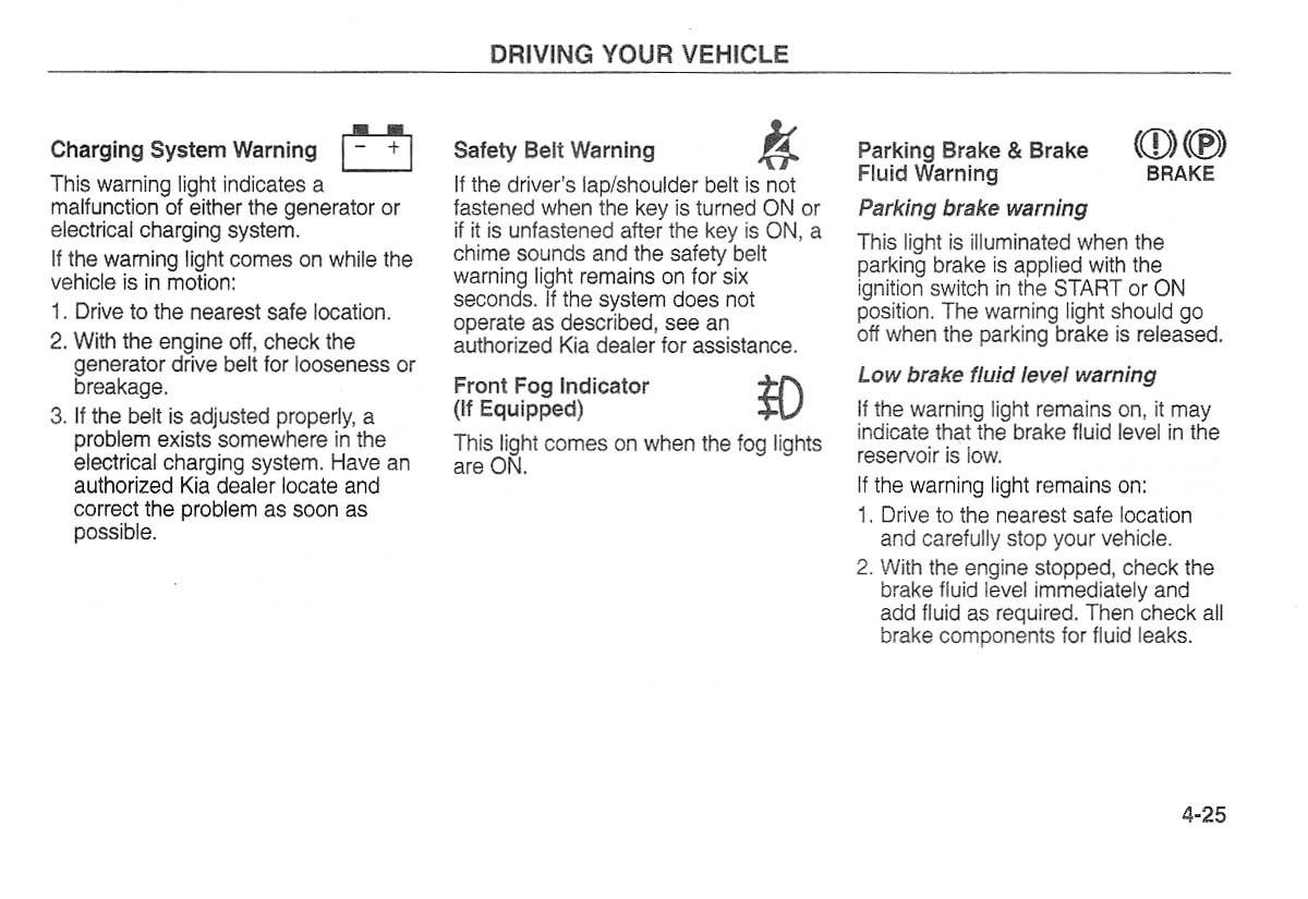 Kia Carnival Sedona I 1 owners manual / page 100