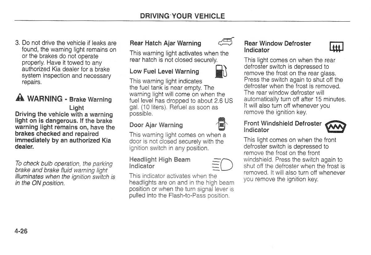 Kia Carnival Sedona I 1 owners manual / page 101