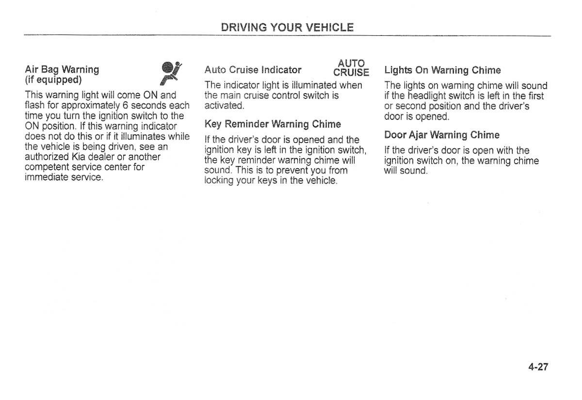 Kia Carnival Sedona I 1 owners manual / page 102