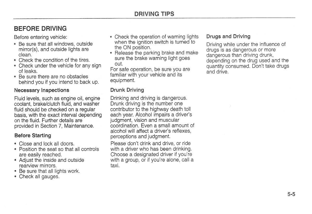 Kia Carnival Sedona I 1 owners manual / page 131