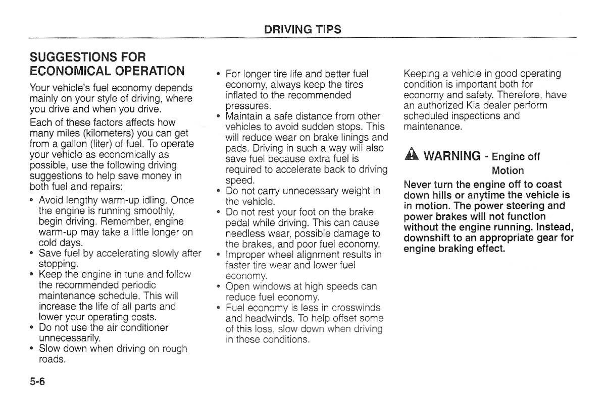 Kia Carnival Sedona I 1 owners manual / page 132