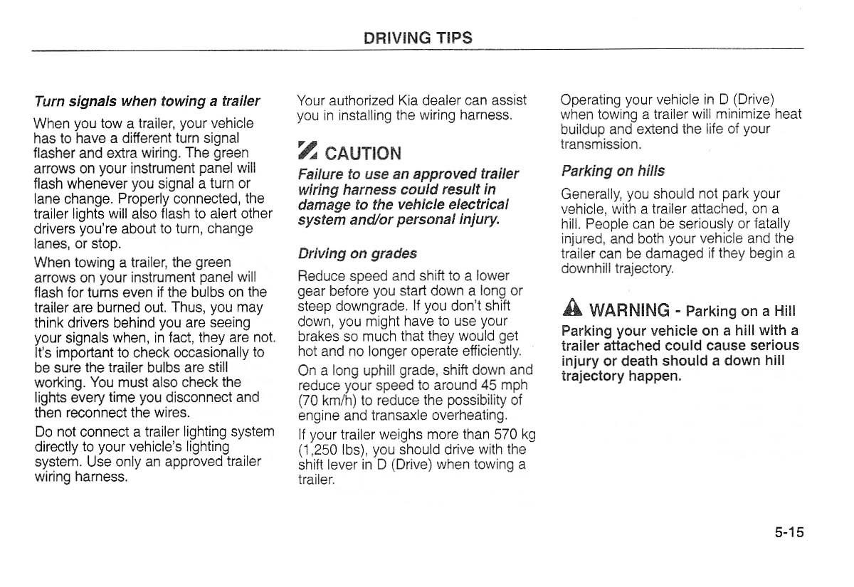 Kia Carnival Sedona I 1 owners manual / page 141