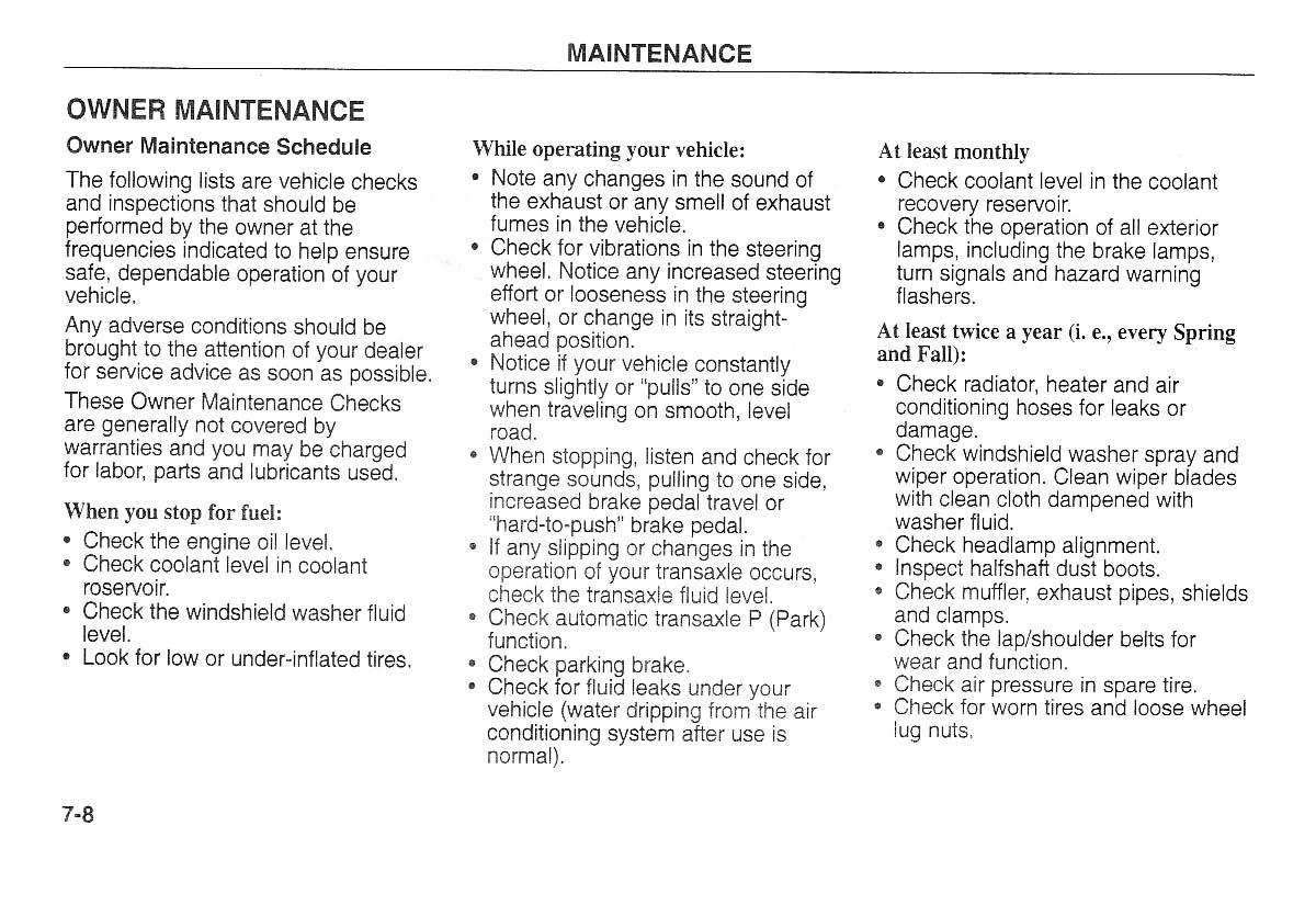 Kia Carnival Sedona I 1 owners manual / page 170