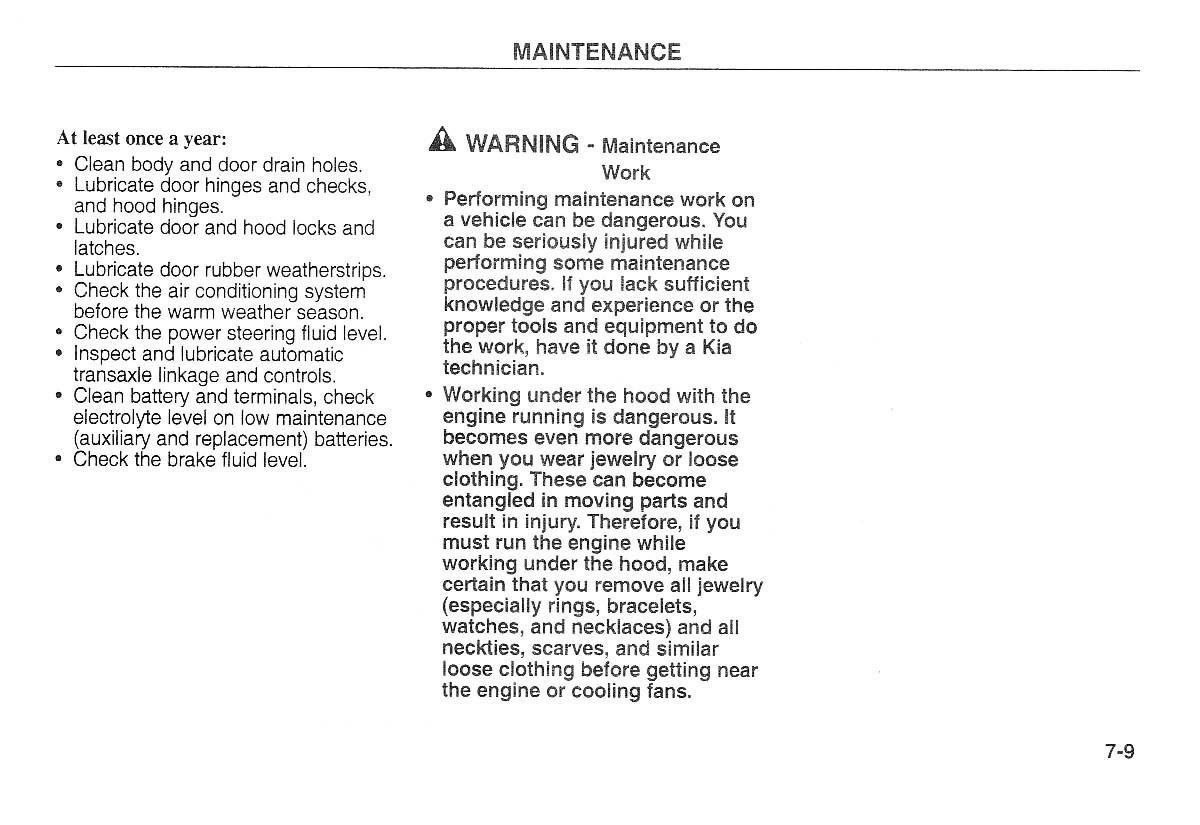 Kia Carnival Sedona I 1 owners manual / page 171