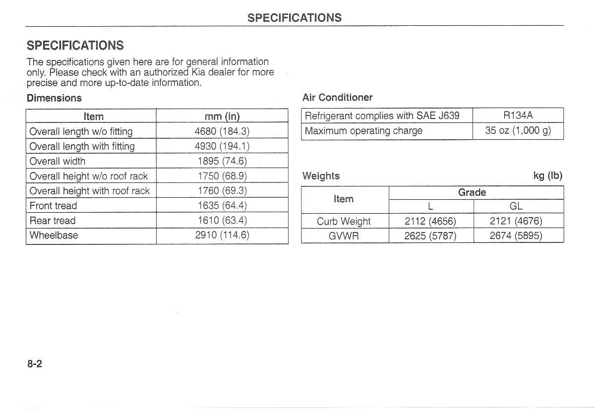 Kia Carnival Sedona I 1 owners manual / page 209