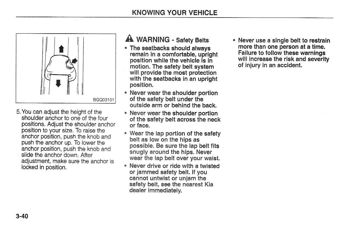 Kia Carnival Sedona I 1 owners manual / page 50