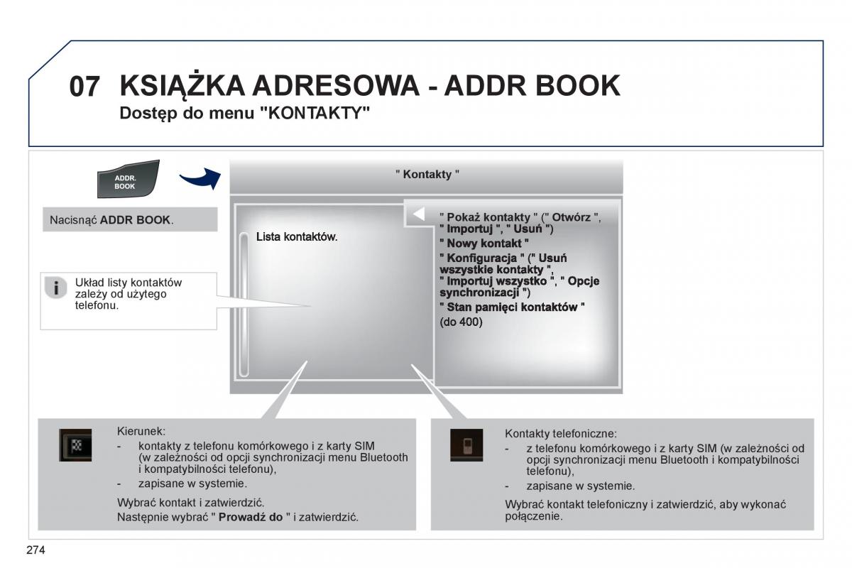 Peugeot 508 instrukcja obslugi / page 276