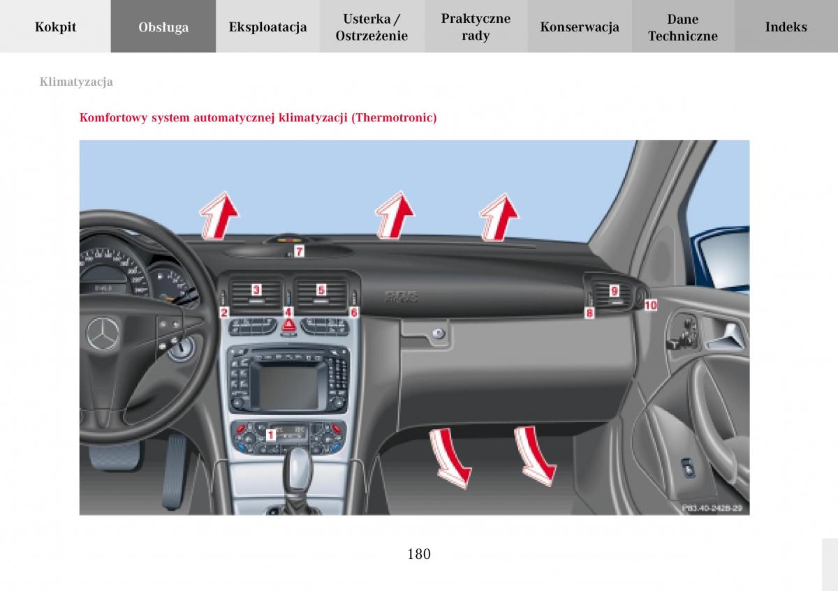 Mercedes Benz C Class W203 Sportcoupe instrukcja obslugi / page 180