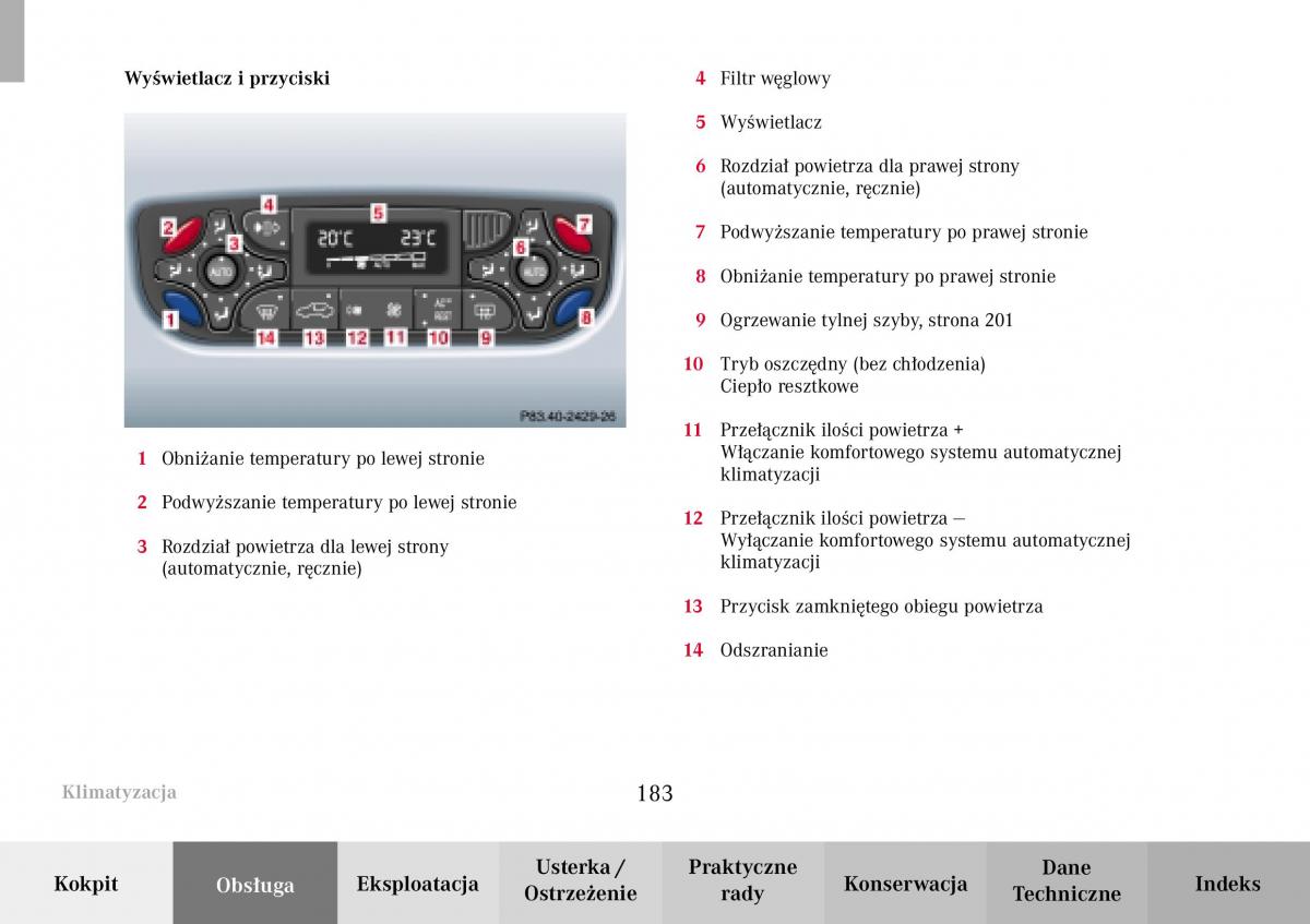 Mercedes Benz C Class W203 Sportcoupe instrukcja obslugi / page 183