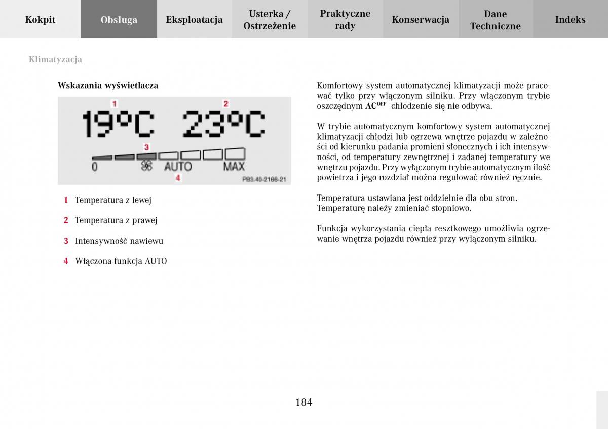 Mercedes Benz C Class W203 Sportcoupe instrukcja obslugi / page 184