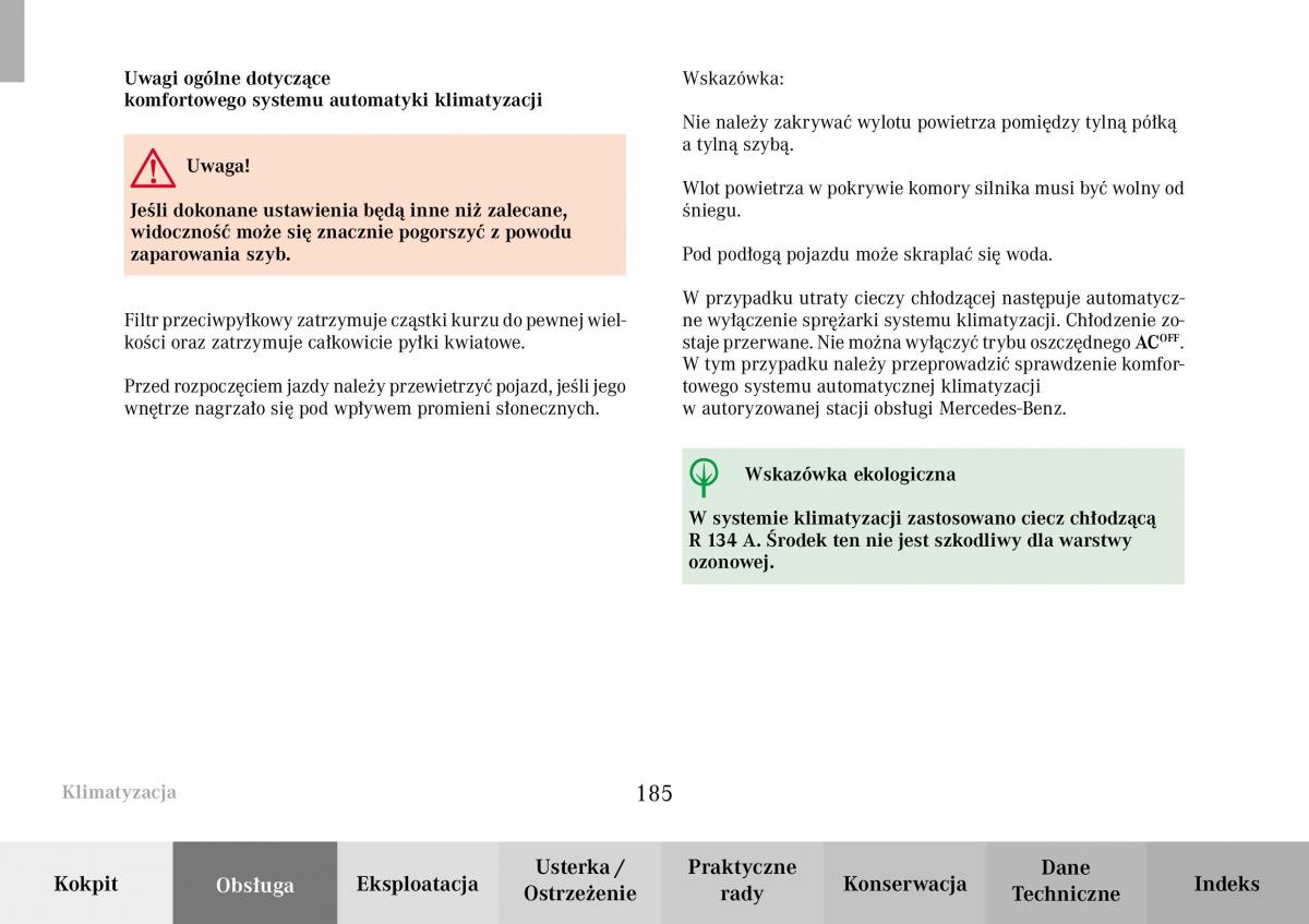 Mercedes Benz C Class W203 Sportcoupe instrukcja obslugi / page 185