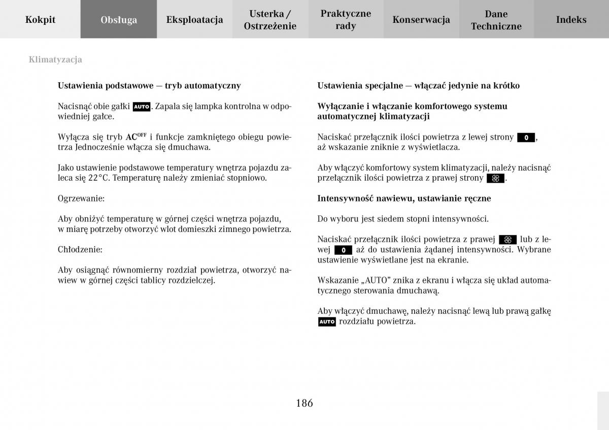 Mercedes Benz C Class W203 Sportcoupe instrukcja obslugi / page 186