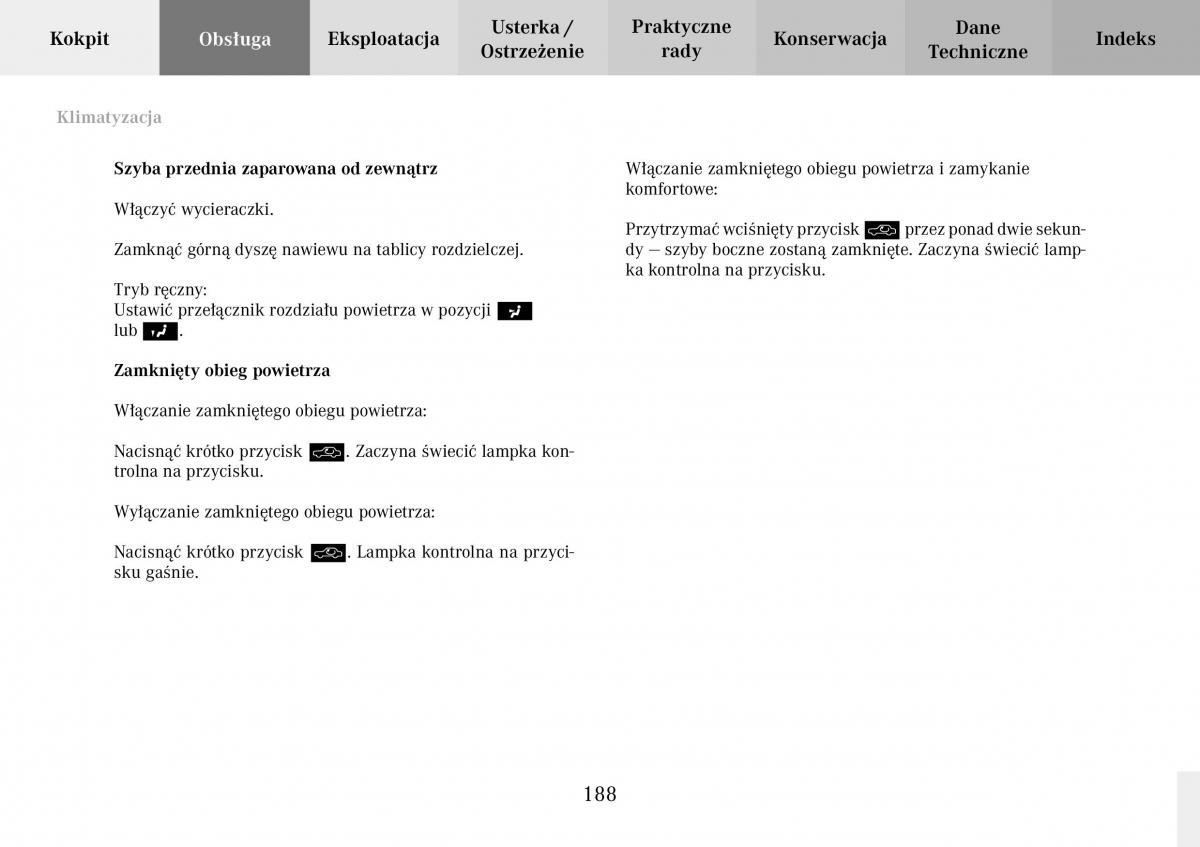 Mercedes Benz C Class W203 Sportcoupe instrukcja obslugi / page 188