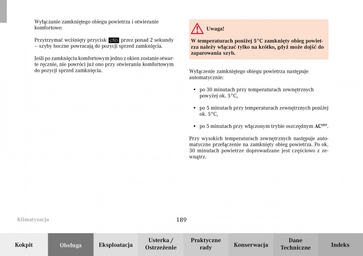 Mercedes Benz C Class W203 Sportcoupe instrukcja obslugi / page 189