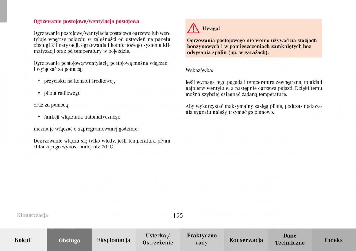 Mercedes Benz C Class W203 Sportcoupe instrukcja obslugi / page 195