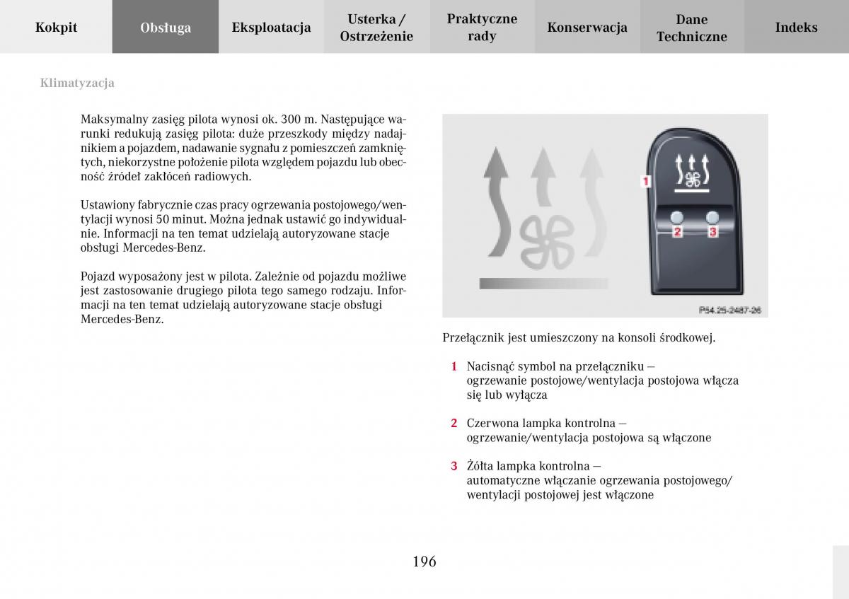 Mercedes Benz C Class W203 Sportcoupe instrukcja obslugi / page 196