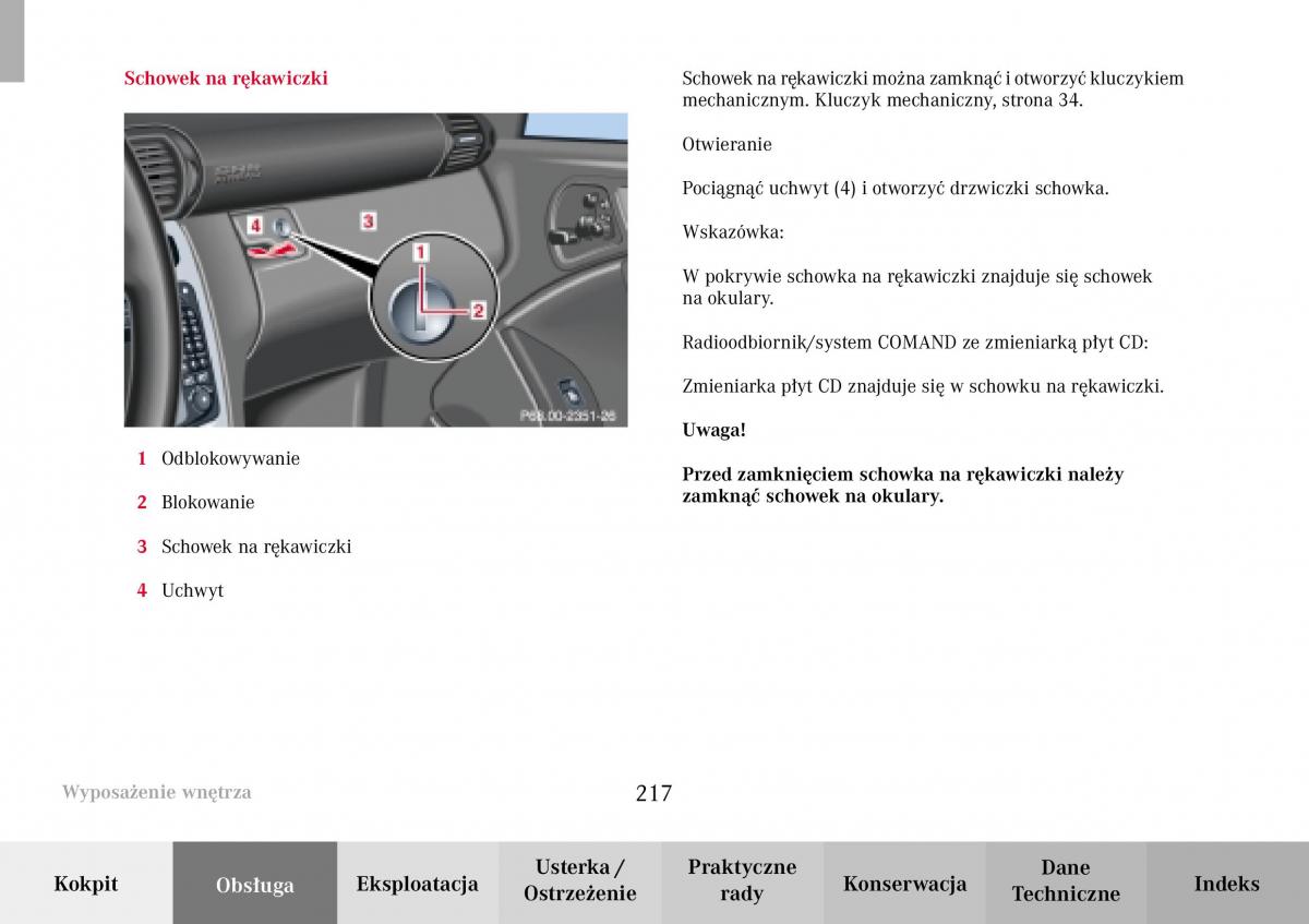 Mercedes Benz C Class W203 Sportcoupe instrukcja obslugi / page 217