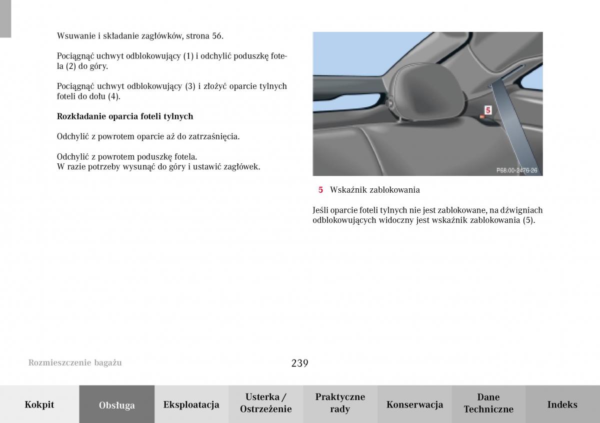 Mercedes Benz C Class W203 Sportcoupe instrukcja obslugi / page 239