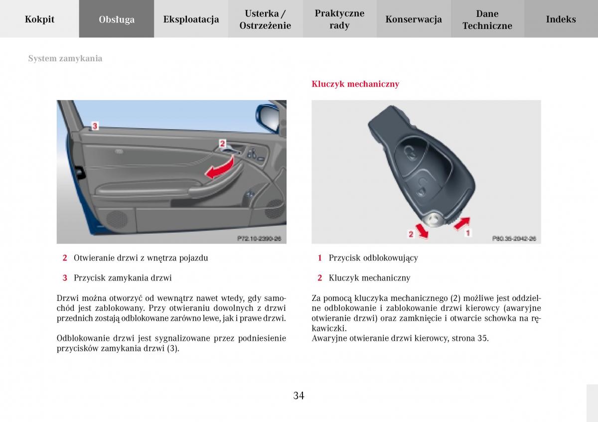 Mercedes Benz C Class W203 Sportcoupe instrukcja obslugi / page 34