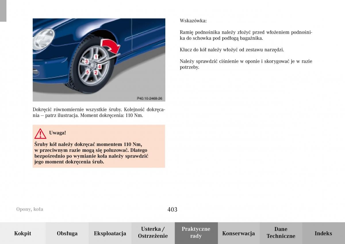 Mercedes Benz C Class W203 Sportcoupe instrukcja obslugi / page 403