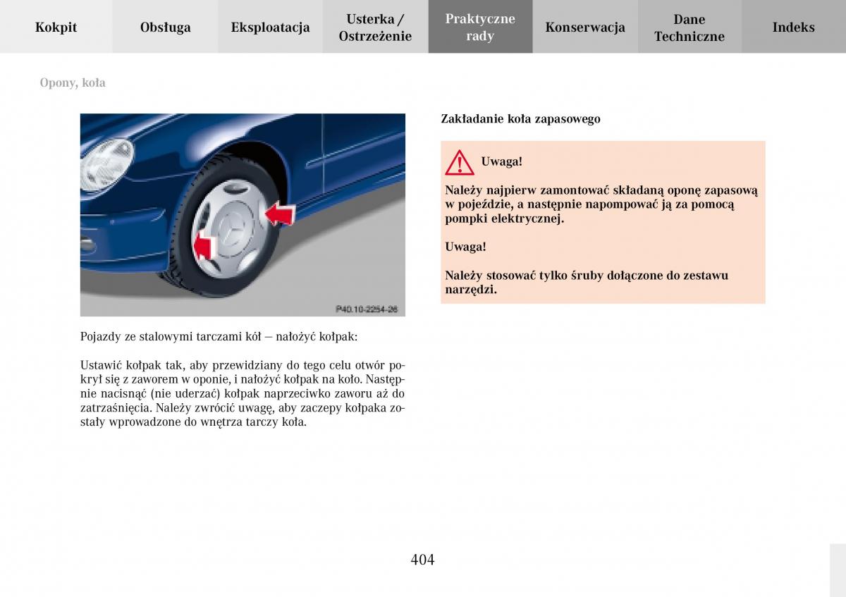 Mercedes Benz C Class W203 Sportcoupe instrukcja obslugi / page 404