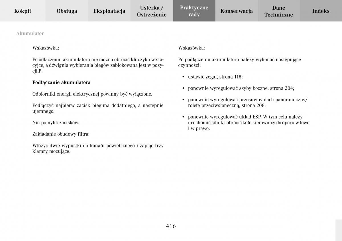 Mercedes Benz C Class W203 Sportcoupe instrukcja obslugi / page 416