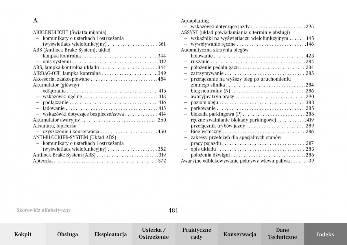 Mercedes Benz C Class W203 Sportcoupe instrukcja obslugi / page 479