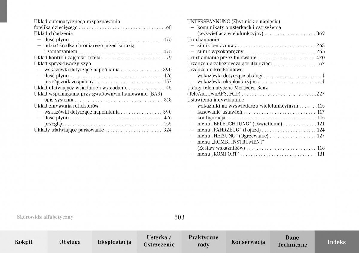 Mercedes Benz C Class W203 Sportcoupe instrukcja obslugi / page 501