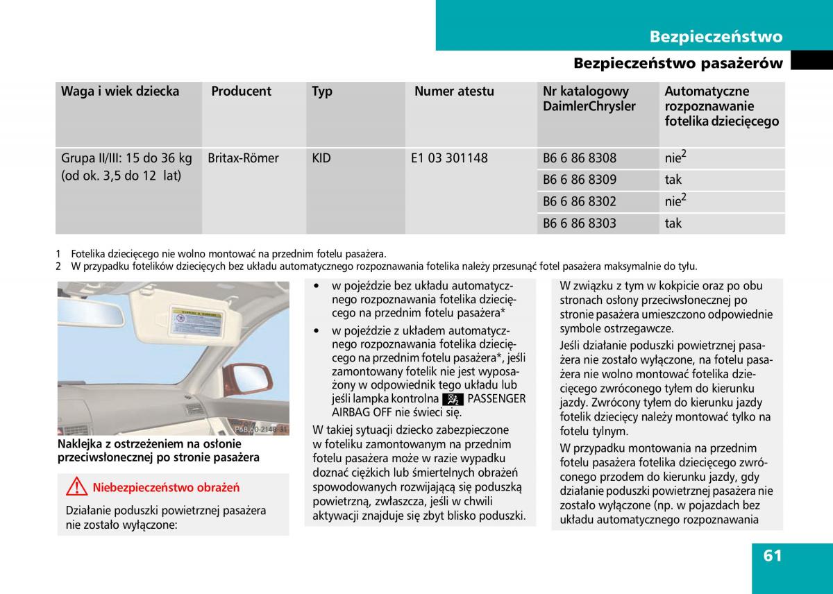 Mercedes Benz C Class W204 instrukcja obslugi / page 63