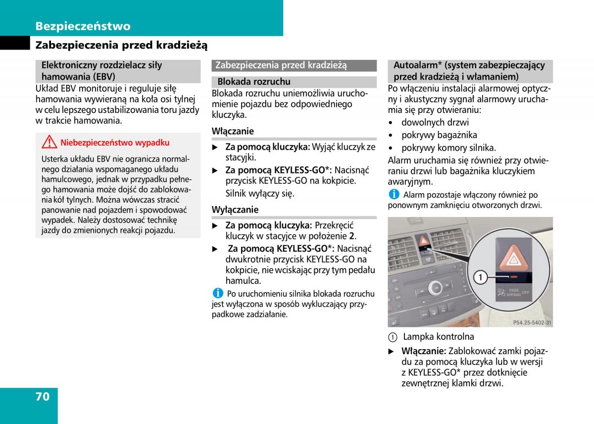 Mercedes Benz C Class W204 instrukcja obslugi / page 72