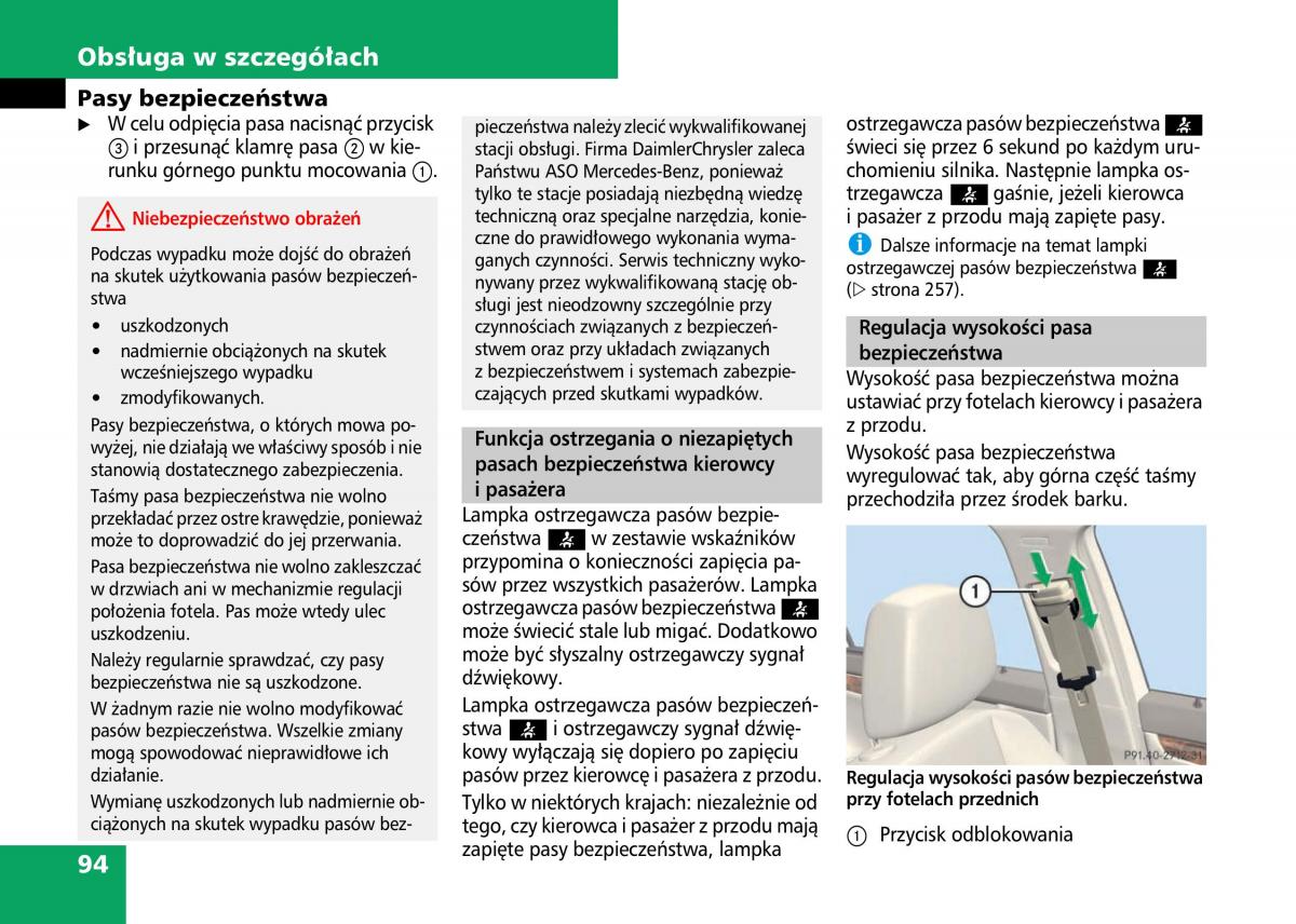 Mercedes Benz C Class W204 instrukcja obslugi / page 96