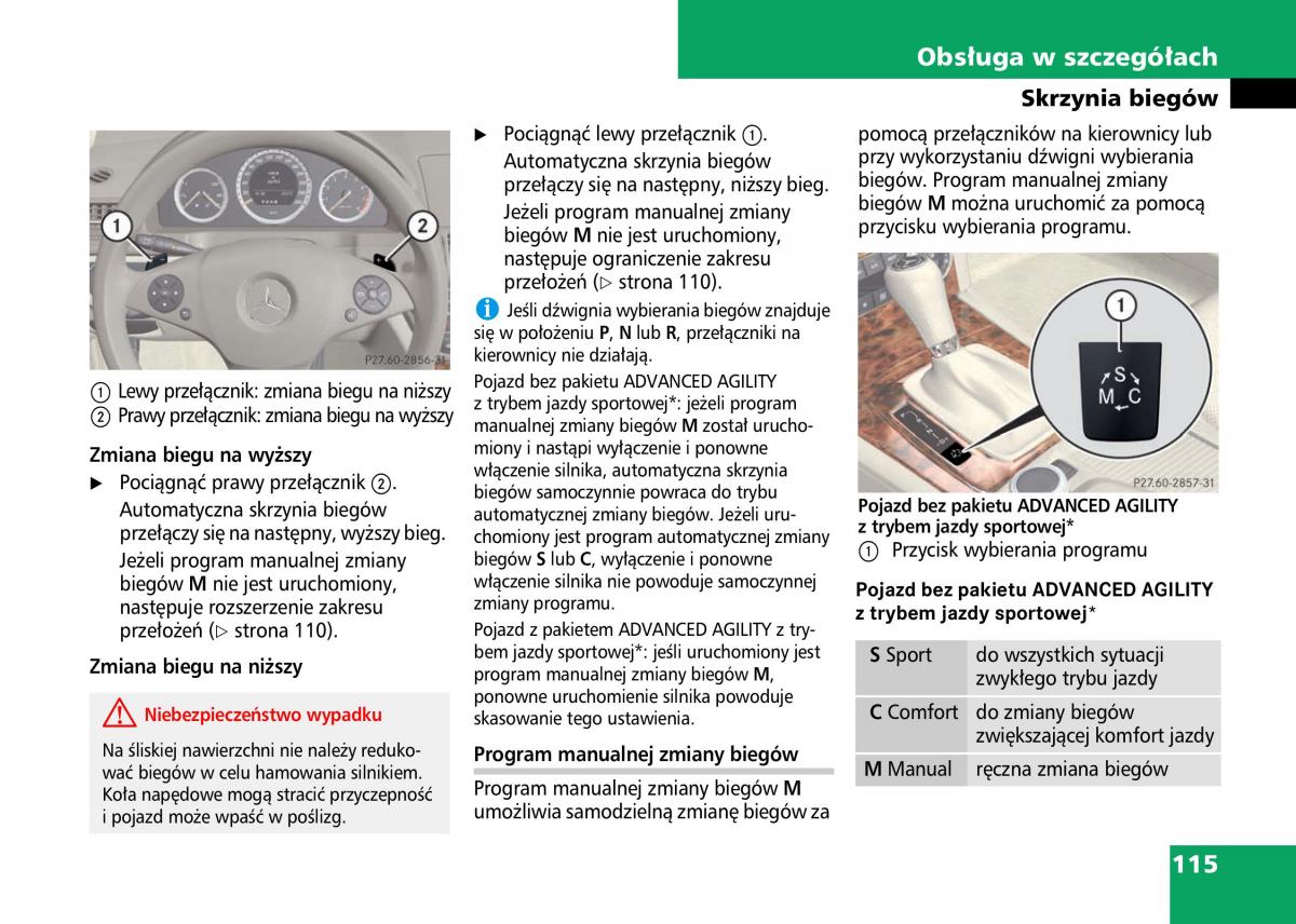 Mercedes Benz C Class W204 instrukcja obslugi / page 117