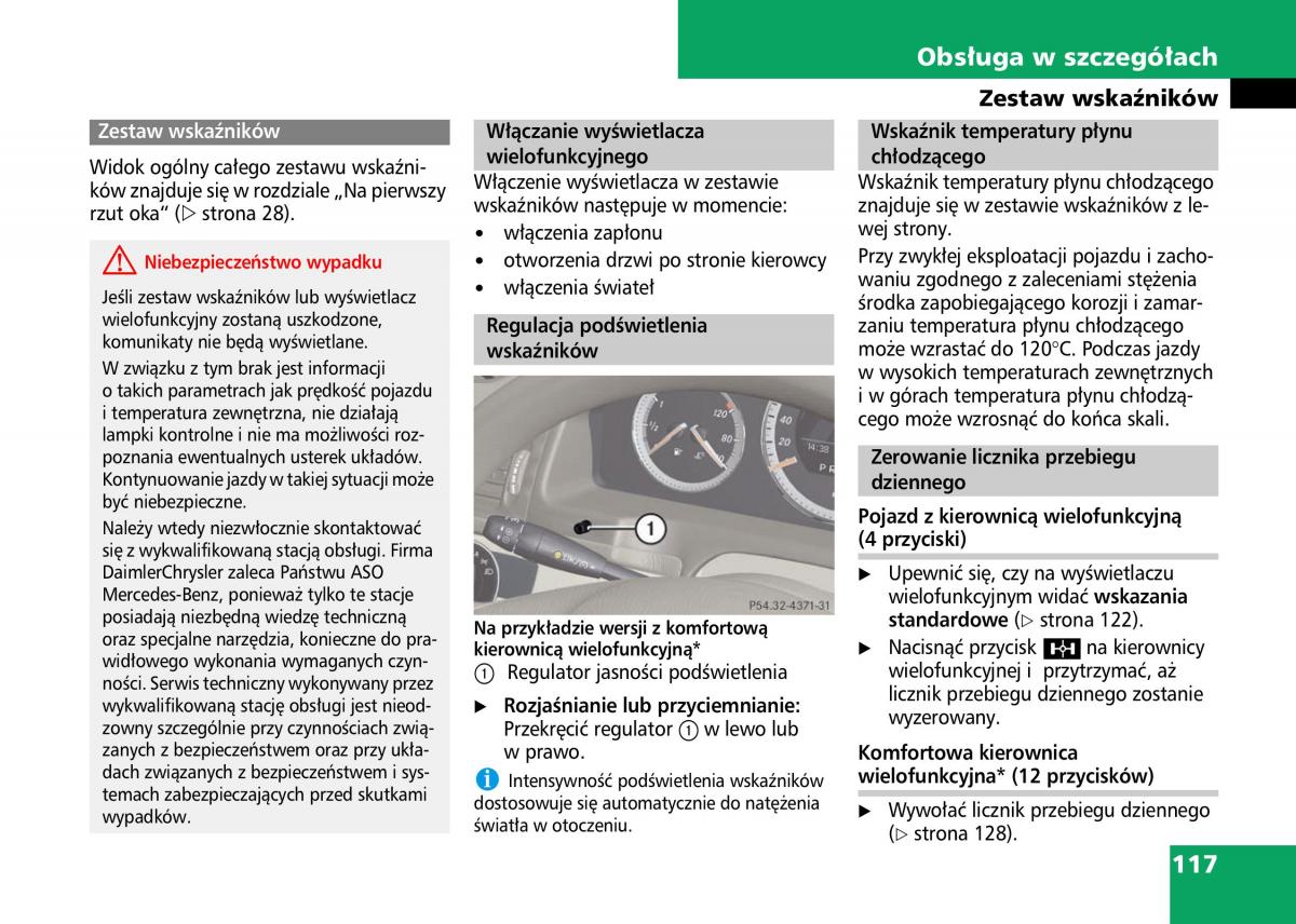 Mercedes Benz C Class W204 instrukcja obslugi / page 119