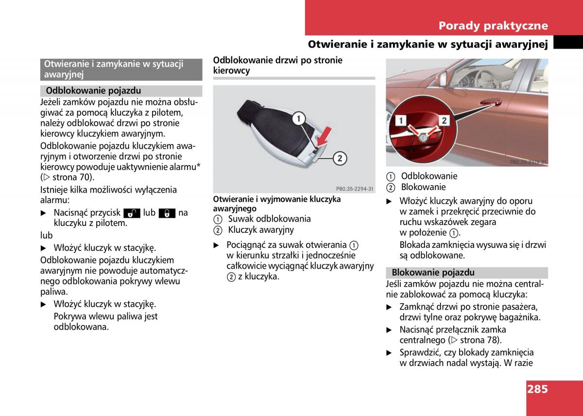 Mercedes Benz C Class W204 instrukcja obslugi / page 287