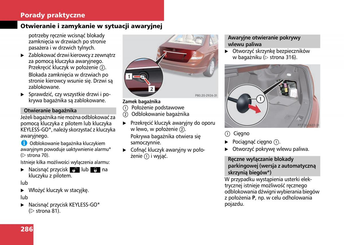 Mercedes Benz C Class W204 instrukcja obslugi / page 288